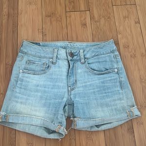 American eagle light wash midi shorts